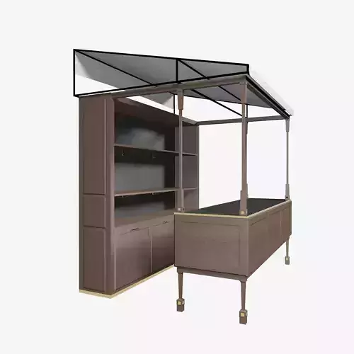 Wooden market cash desk