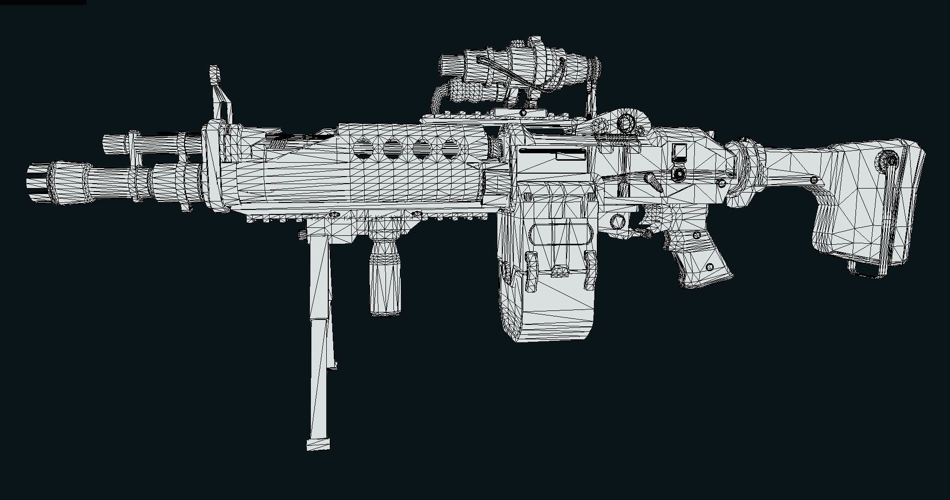 Futuristic Machine Gun Low-poly 3D model_9
