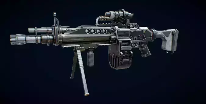 Futuristic Machine Gun Low-poly 3D model