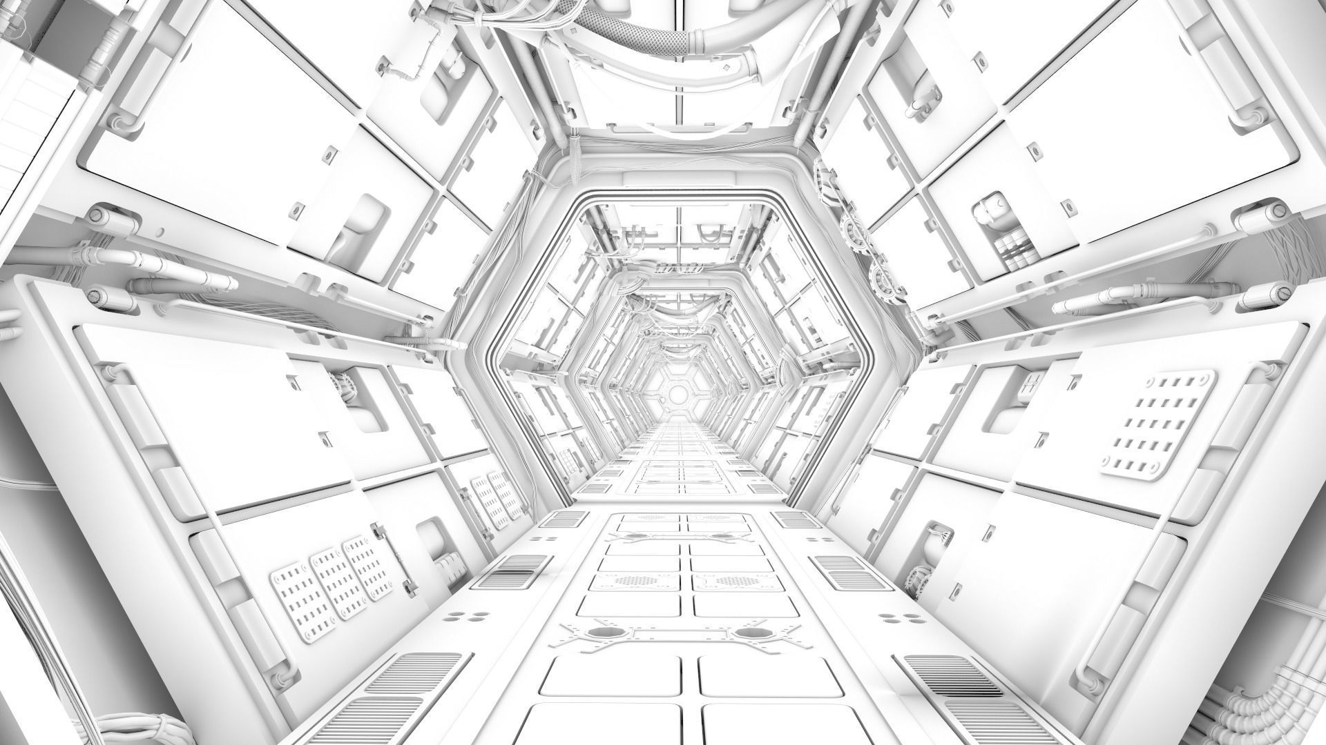 Scifi Corridor 3D model_6