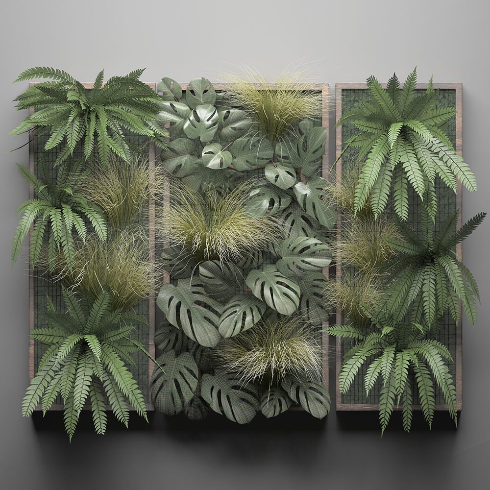 Vertical gardening Fern Wall 3D model_8