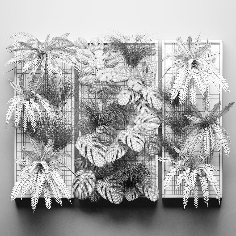 Vertical gardening Fern Wall 3D model_9