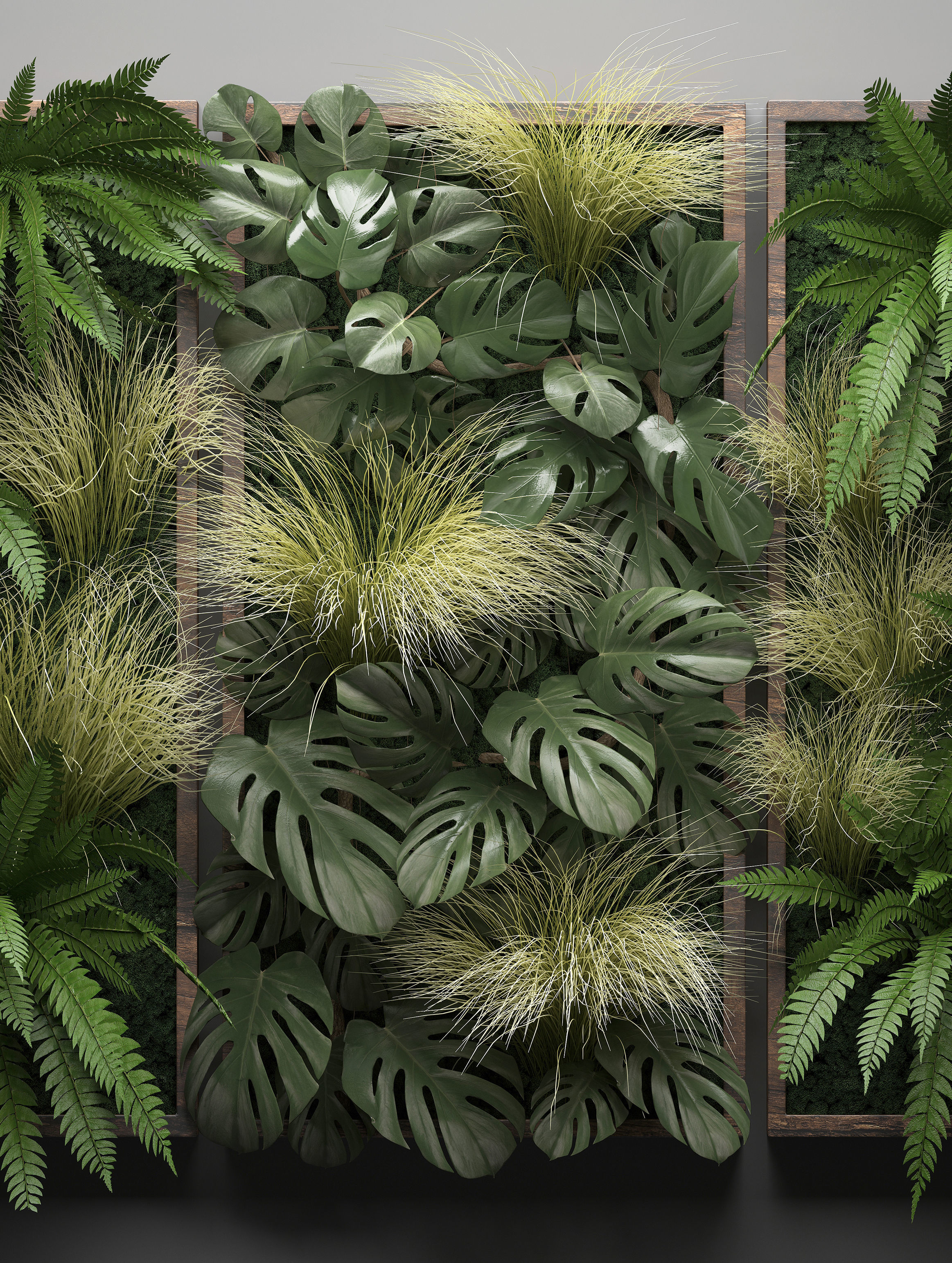 Vertical gardening Fern Wall 3D model_2