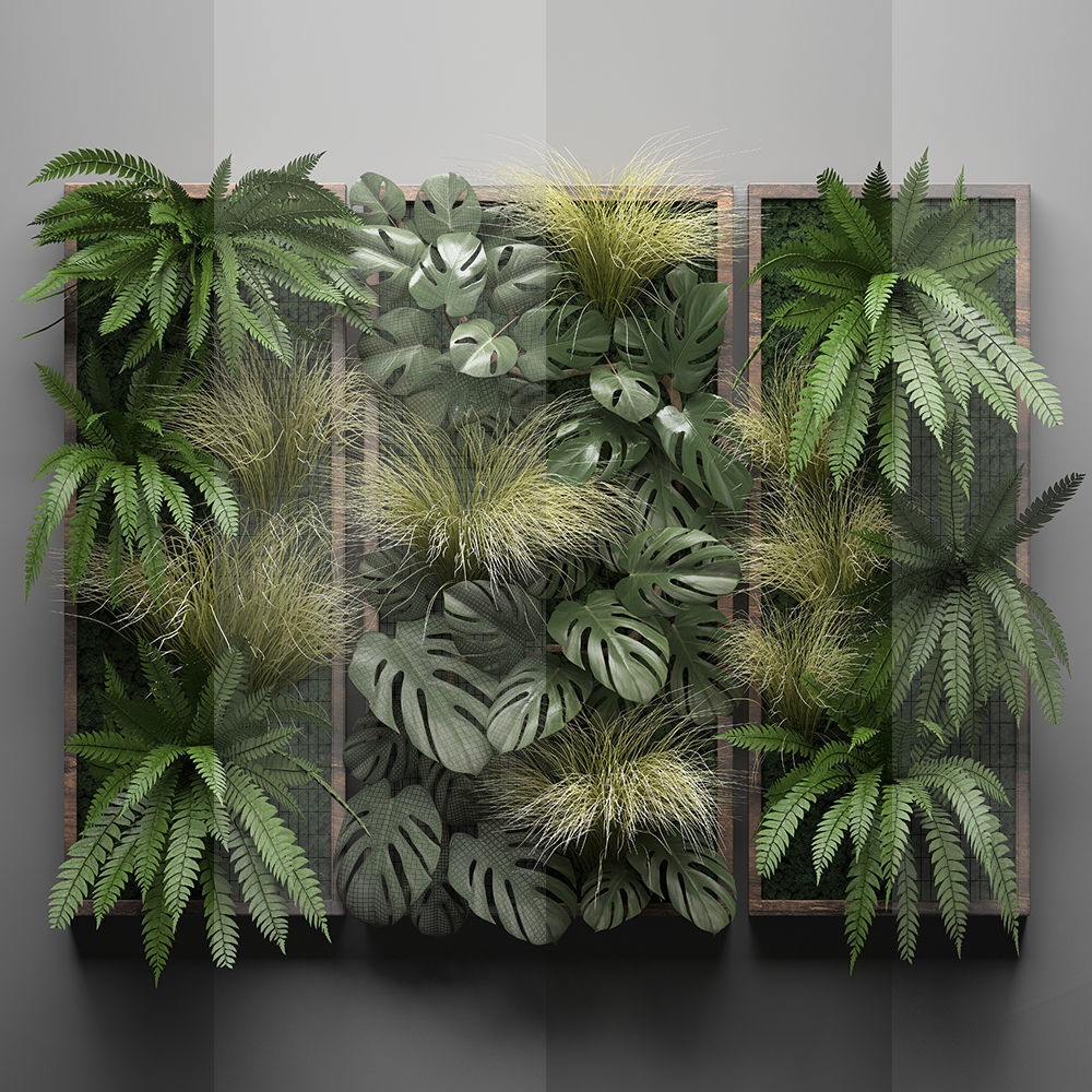 Vertical gardening Fern Wall 3D model_7