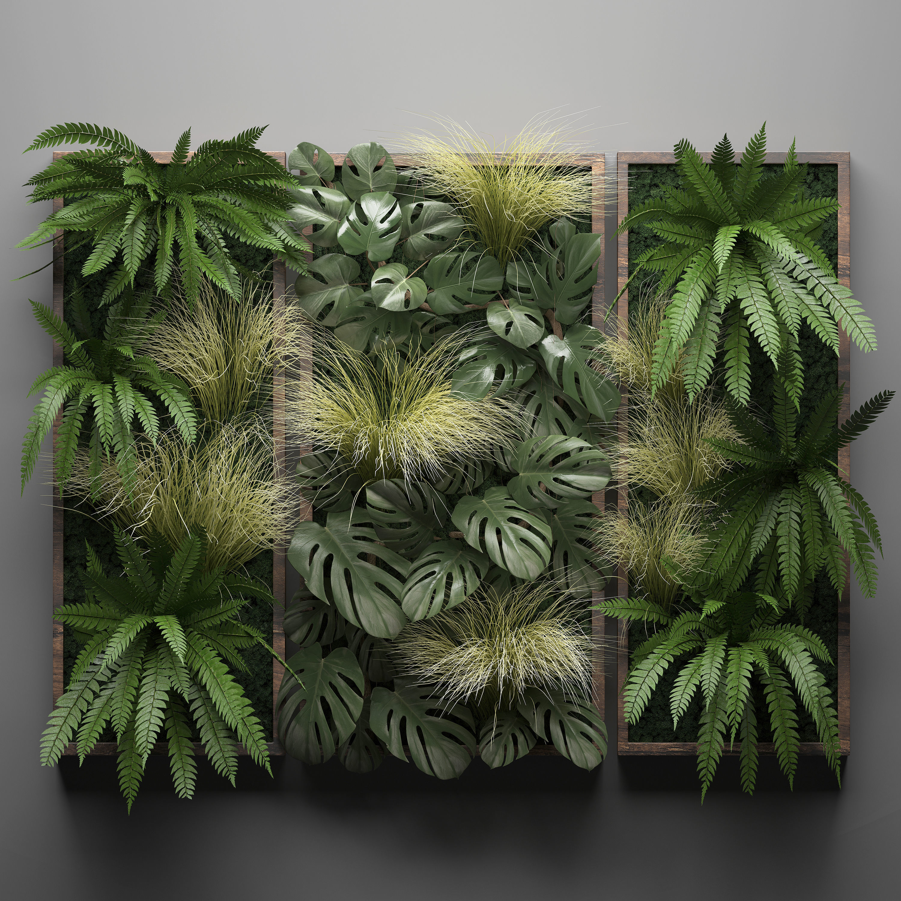 Vertical gardening Fern Wall 3D model_1