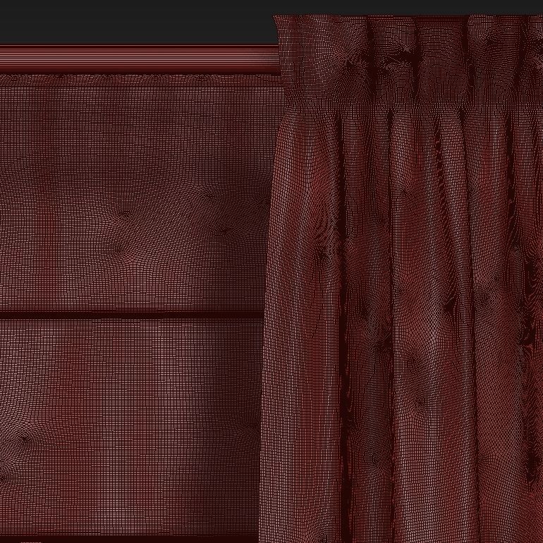 Beige curtains and roman blinds 3D model_41