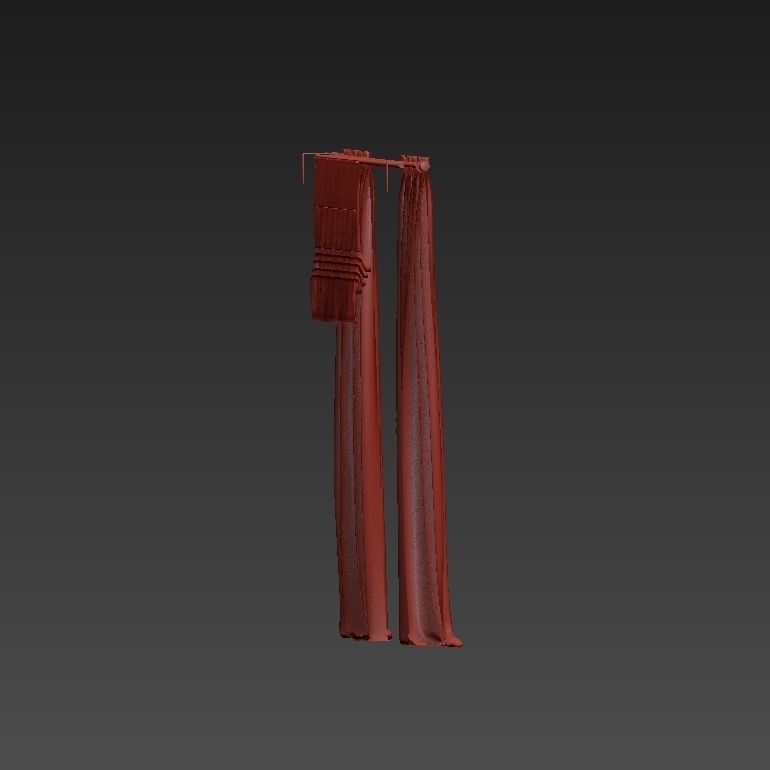 Beige curtains and roman blinds 3D model_12