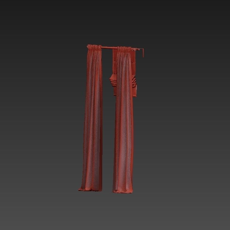 Beige curtains and roman blinds 3D model_29