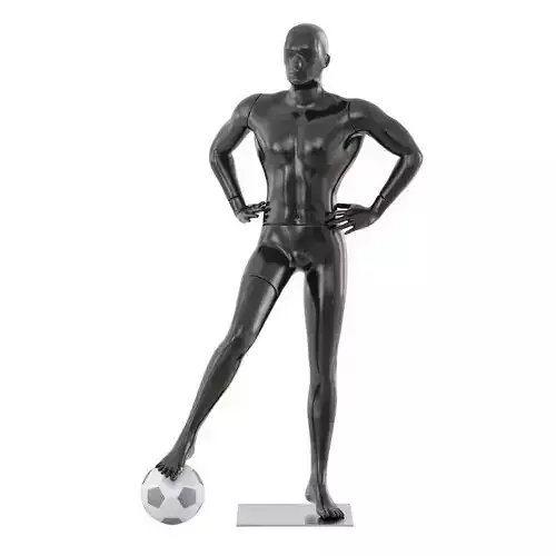 Black mannequin soccer player 34 3D model