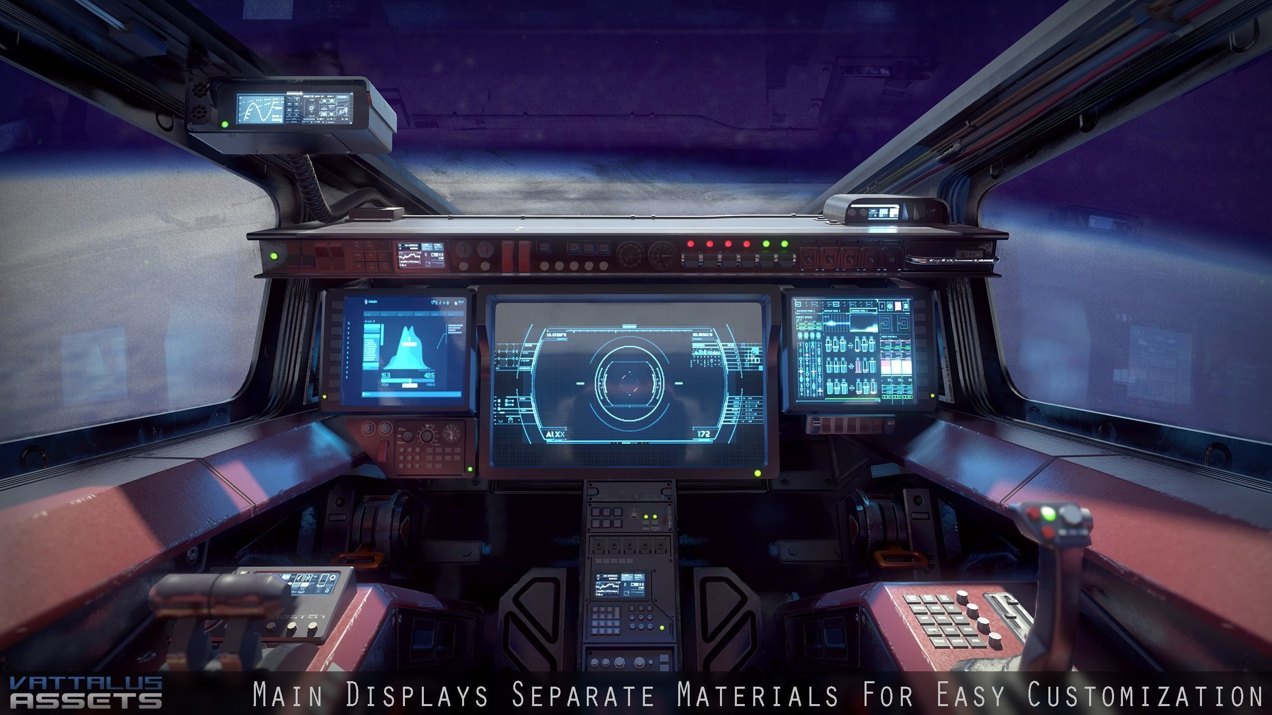 Sci Fi Fighter Cockpit 5 Low-poly 3D model_5