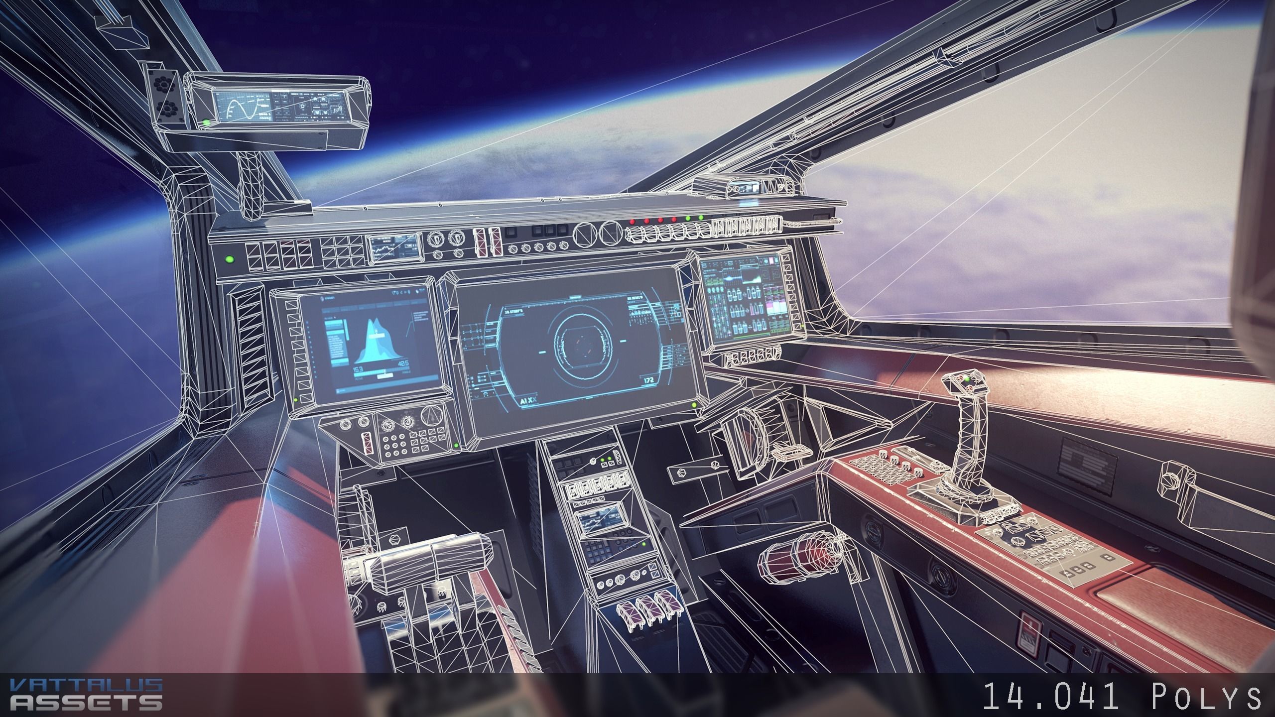 Sci Fi Fighter Cockpit 5 Low-poly 3D model_3