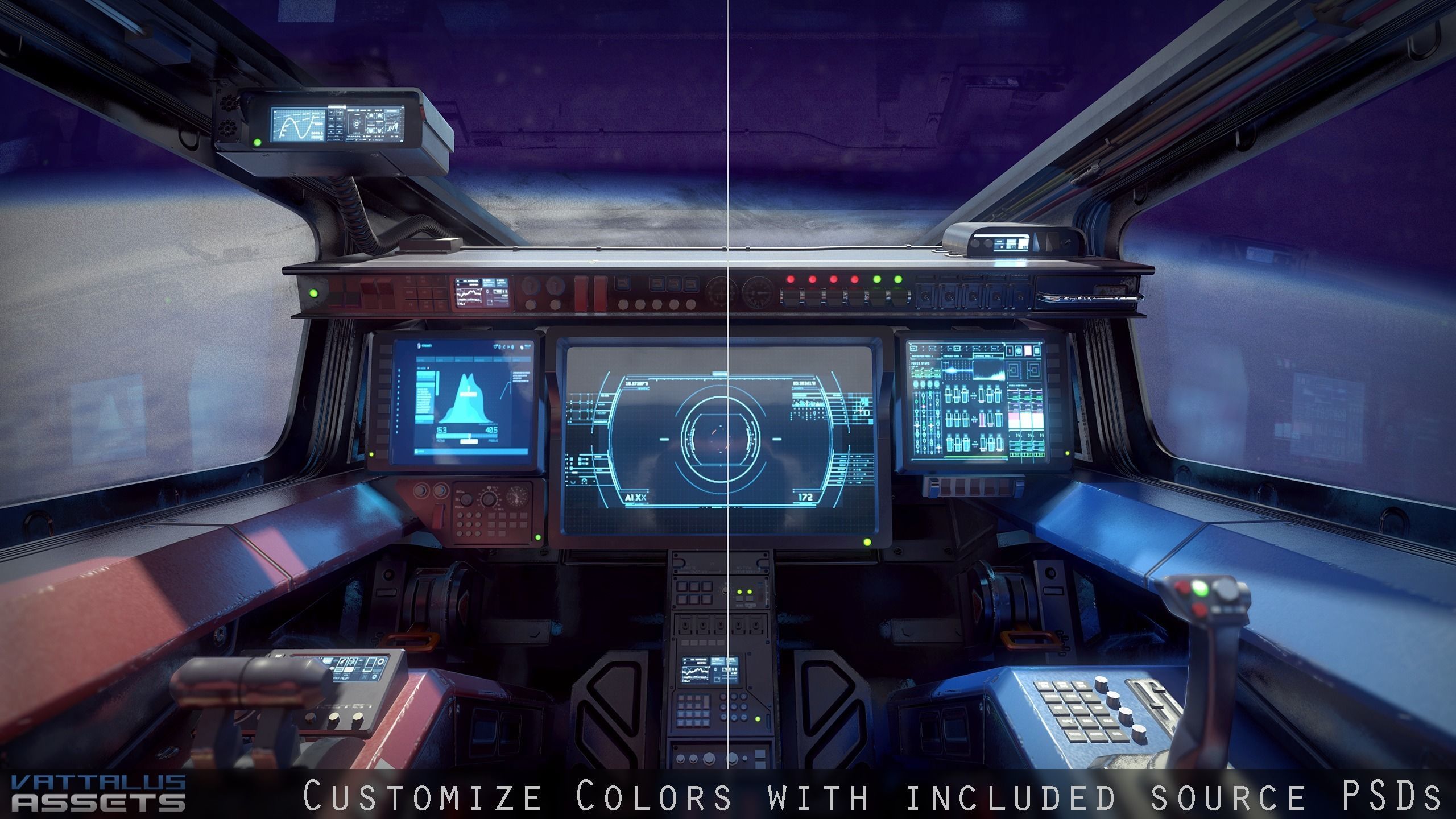 Sci Fi Fighter Cockpit 5 Low-poly 3D model_4