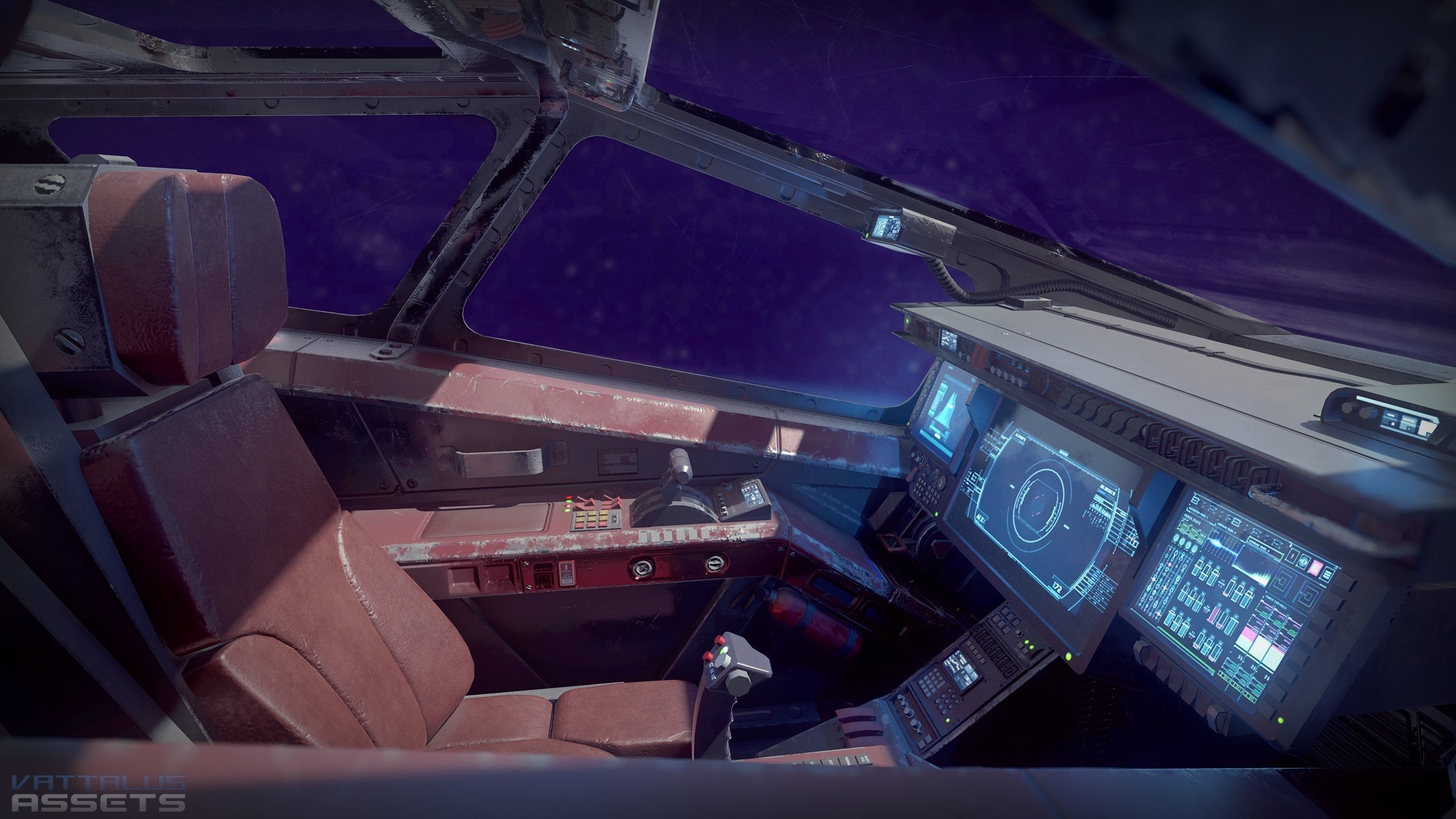 Sci Fi Fighter Cockpit 5 Low-poly 3D model_7