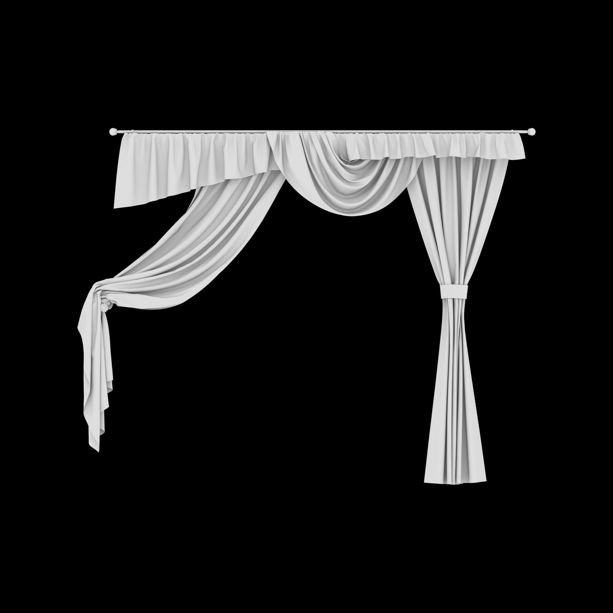 Window Curtains Free low-poly 3D model_5