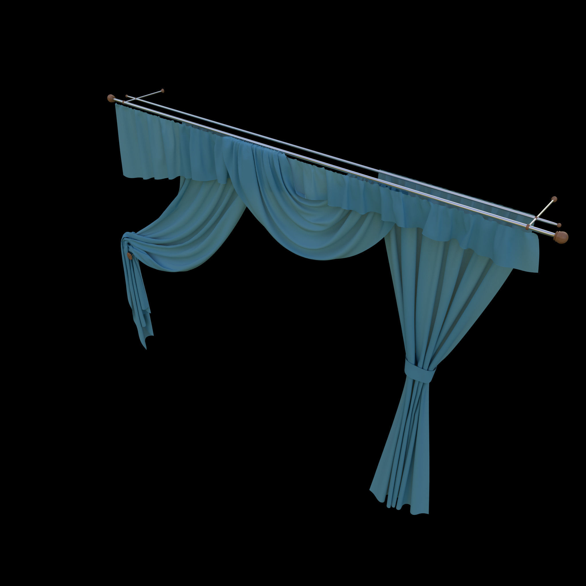 Window Curtains Free low-poly 3D model_2