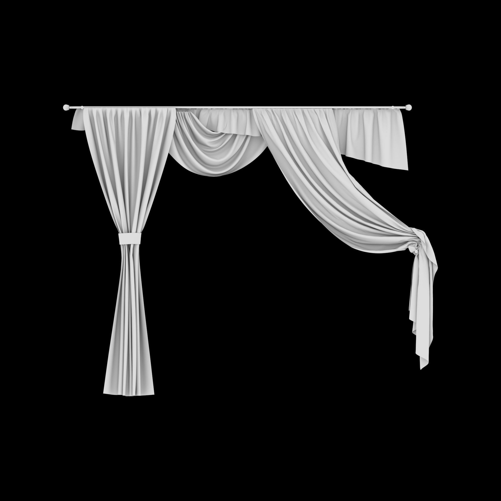 Window Curtains Free low-poly 3D model_6