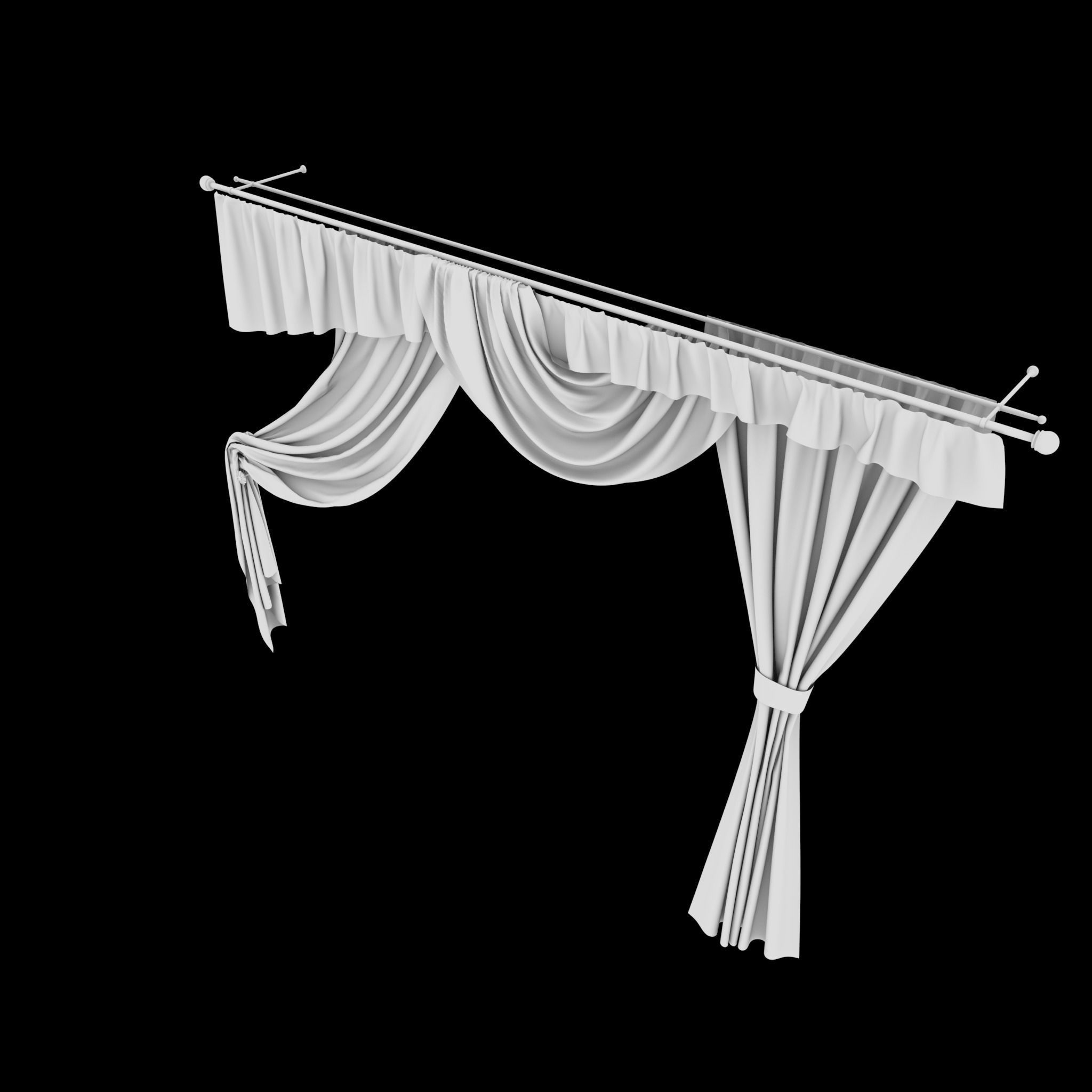 Window Curtains Free low-poly 3D model_7