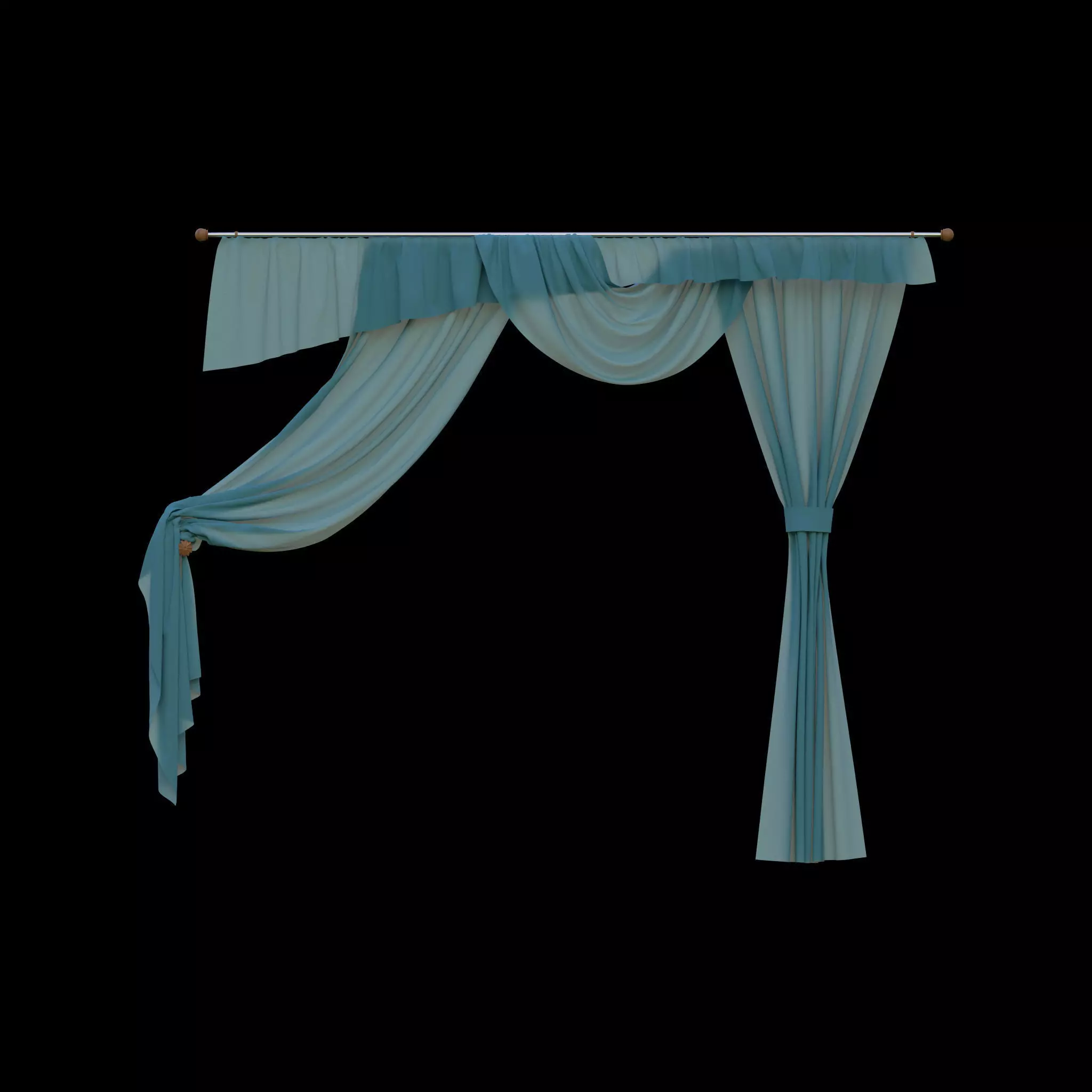 Window Curtains Free low-poly 3D model_0