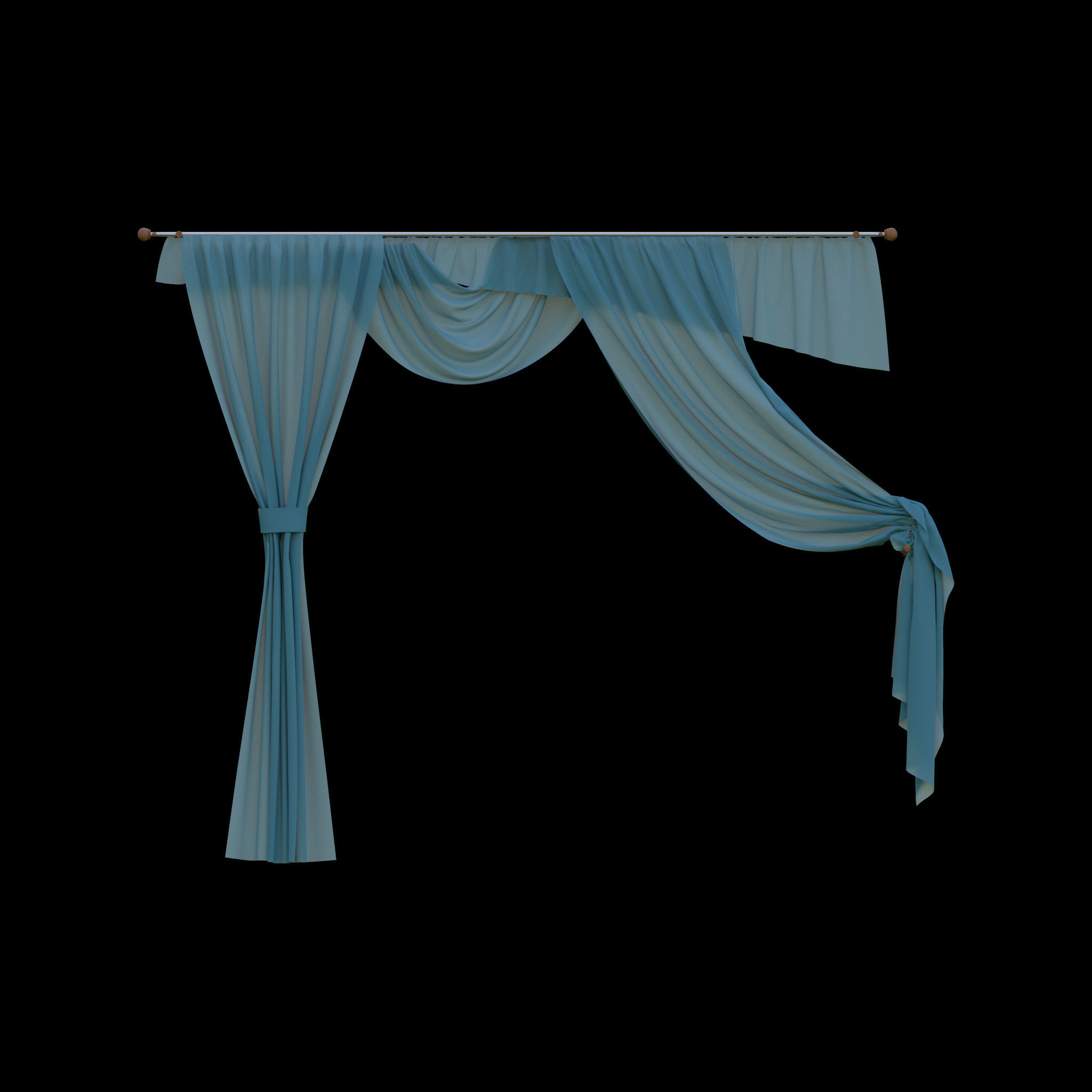 Window Curtains Free low-poly 3D model_1