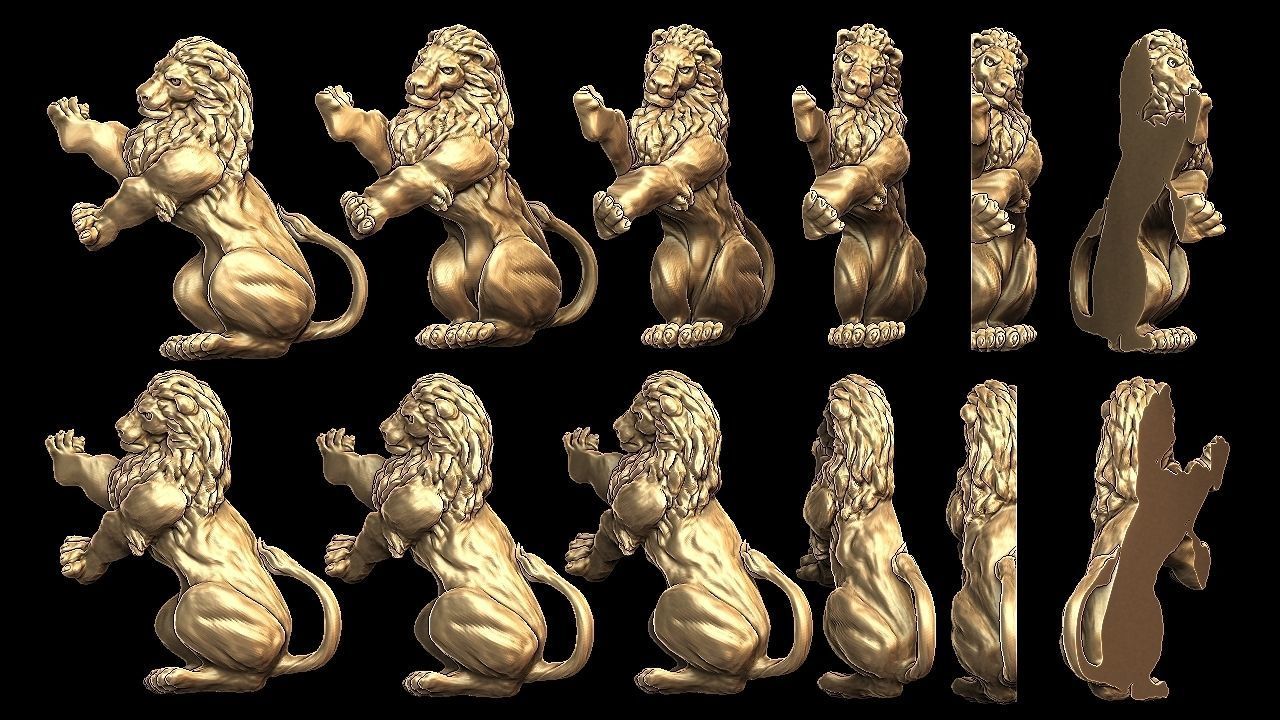 Lion relief 3D print model_2