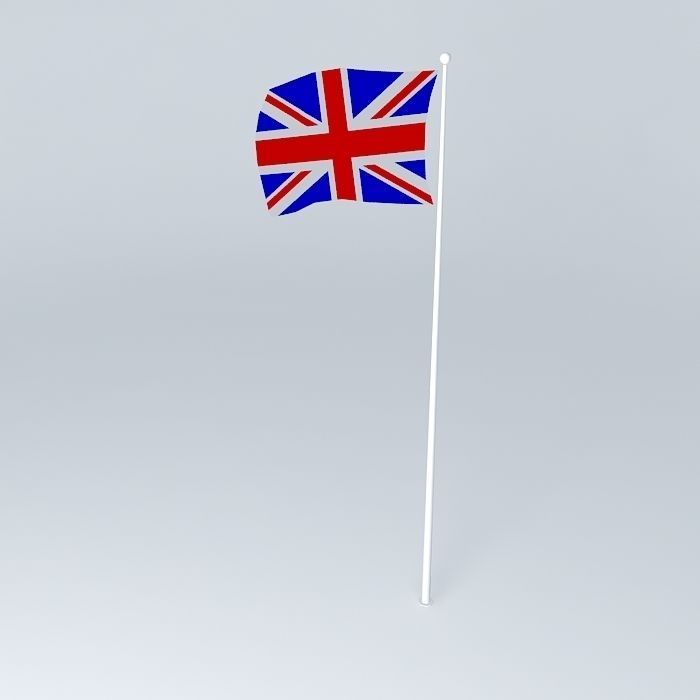 union jack flag on pole Free 3D model_1