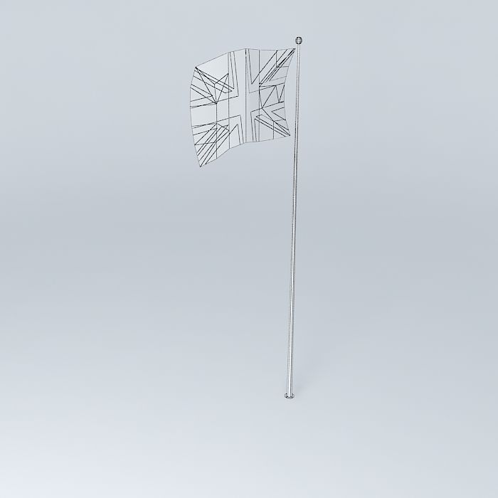 union jack flag on pole Free 3D model_4