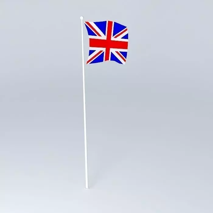 union jack flag on pole Free 3D model_0
