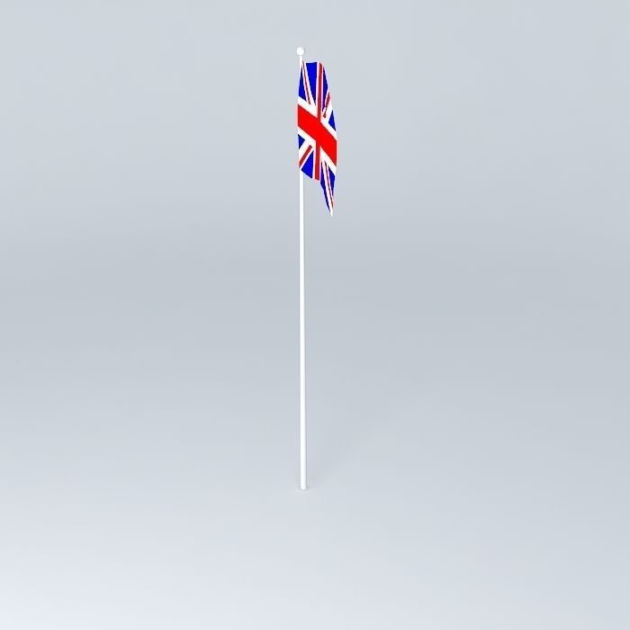 union jack flag on pole Free 3D model_2