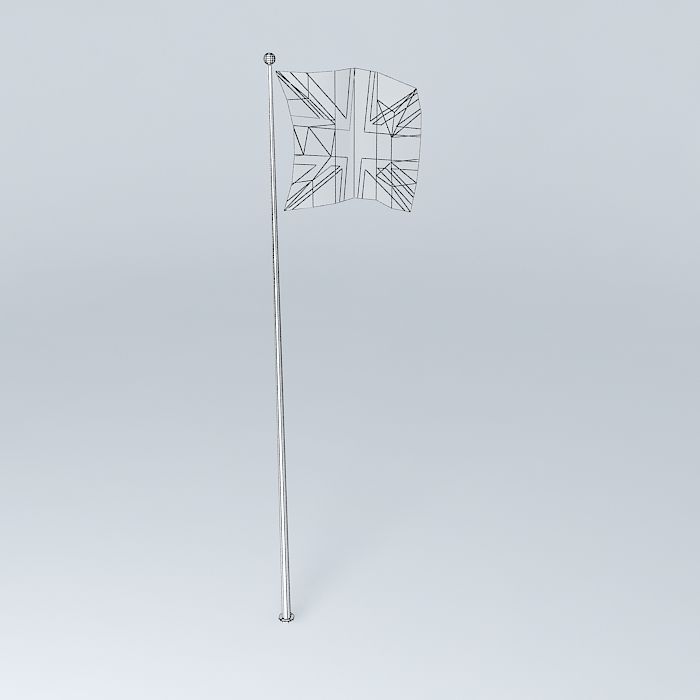 union jack flag on pole Free 3D model_3