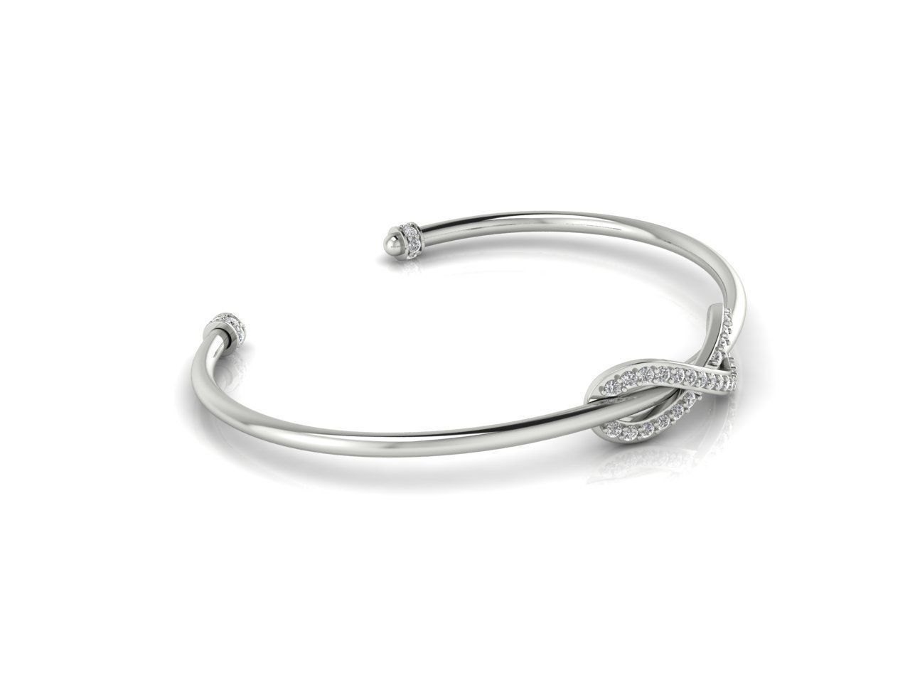 Bracelet 1 infinity cuff with diamonds 3D print model_2