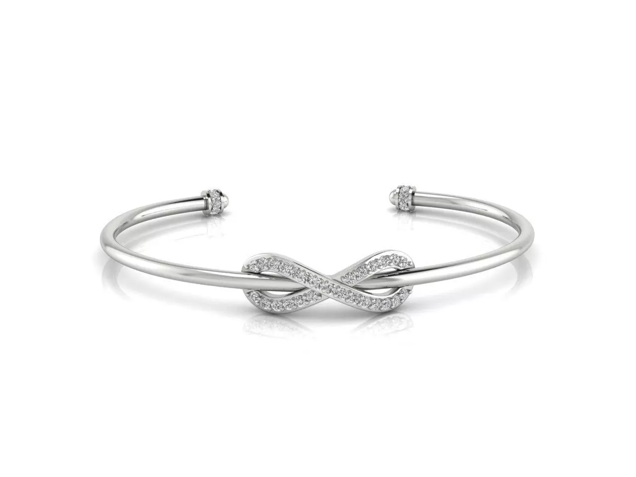 Bracelet 1 infinity cuff with diamonds 3D print model_0