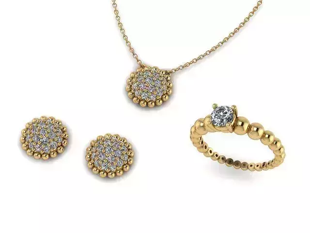 necklace earrings ring diamond or cz stl