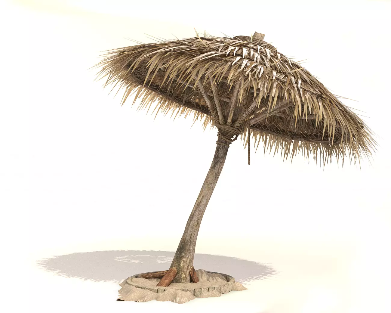 Beach Thatched Umbrella 3D model_0