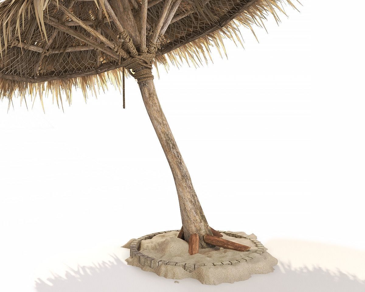 Beach Thatched Umbrella 3D model_3