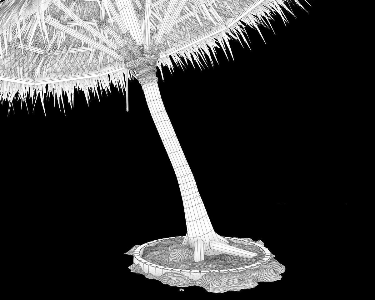 Beach Thatched Umbrella 3D model_7