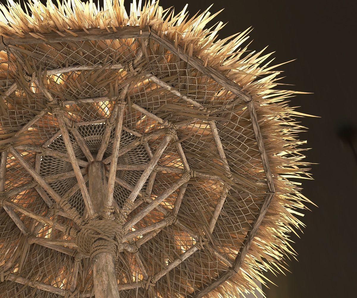 Beach Thatched Umbrella 3D model_4