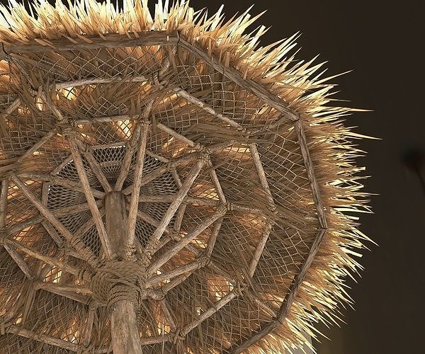 Beach Thatched Umbrella 3D model 5
