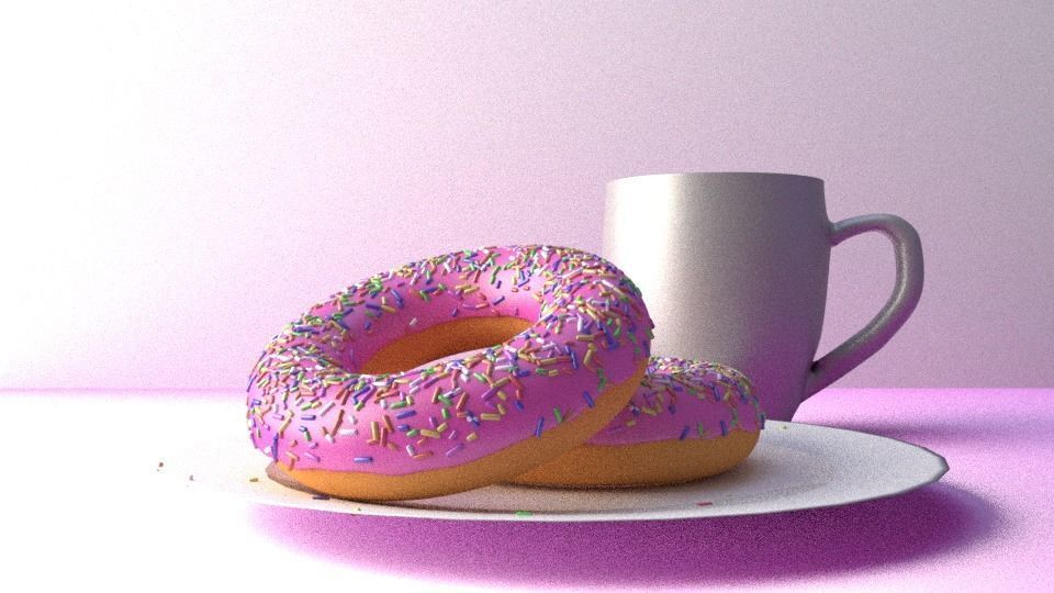 2 Donuts And Mug Low-poly 3D model_1