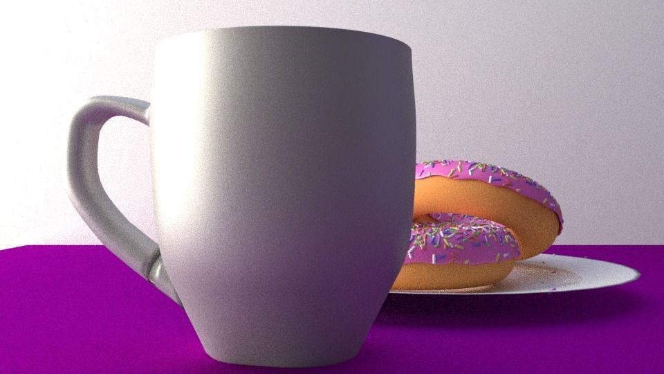 2 Donuts And Mug Low-poly 3D model_3