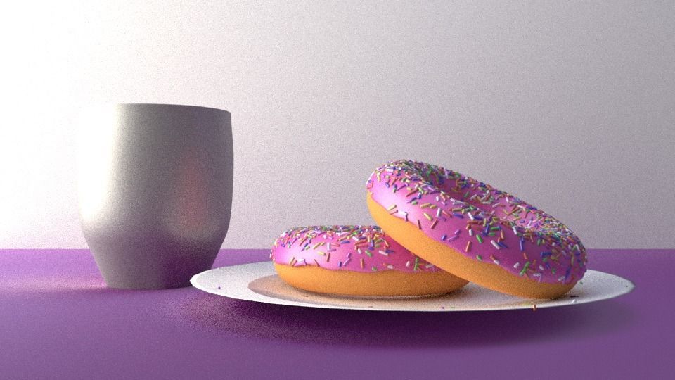 2 Donuts And Mug Low-poly 3D model_2