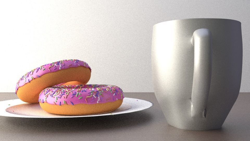 2 Donuts And Mug Low-poly 3D model_4
