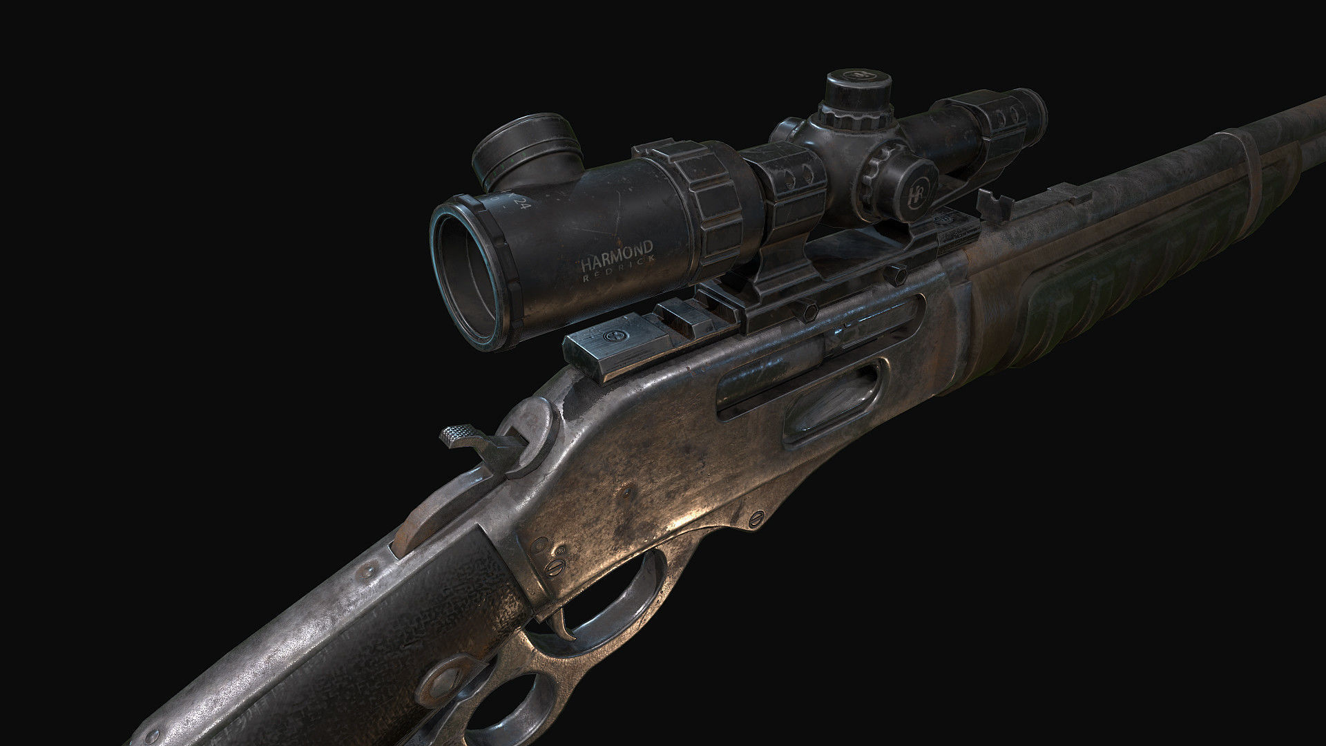 Winchester sniper rifle Low-poly 3D model_5