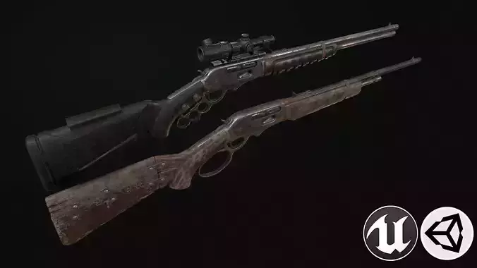 Winchester sniper rifle Low-poly 3D model