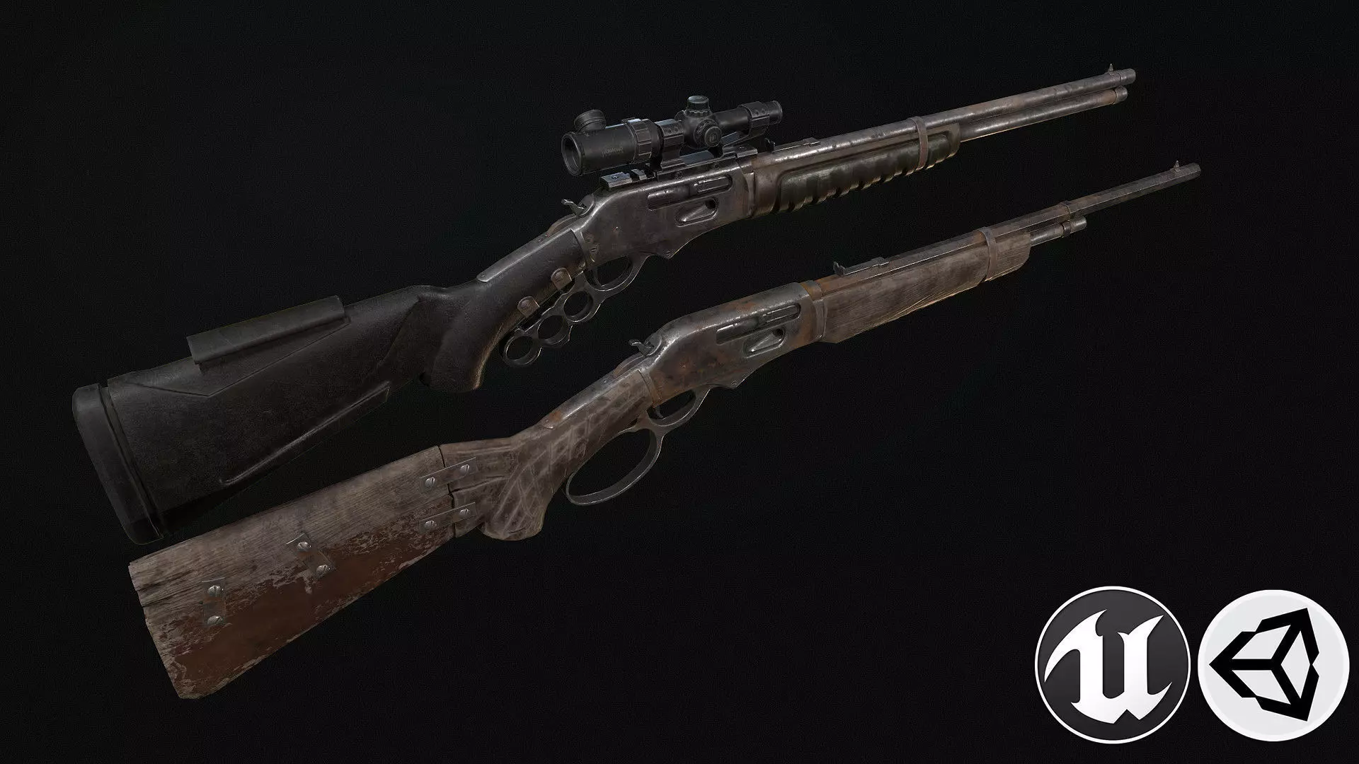 Winchester sniper rifle Low-poly 3D model_0