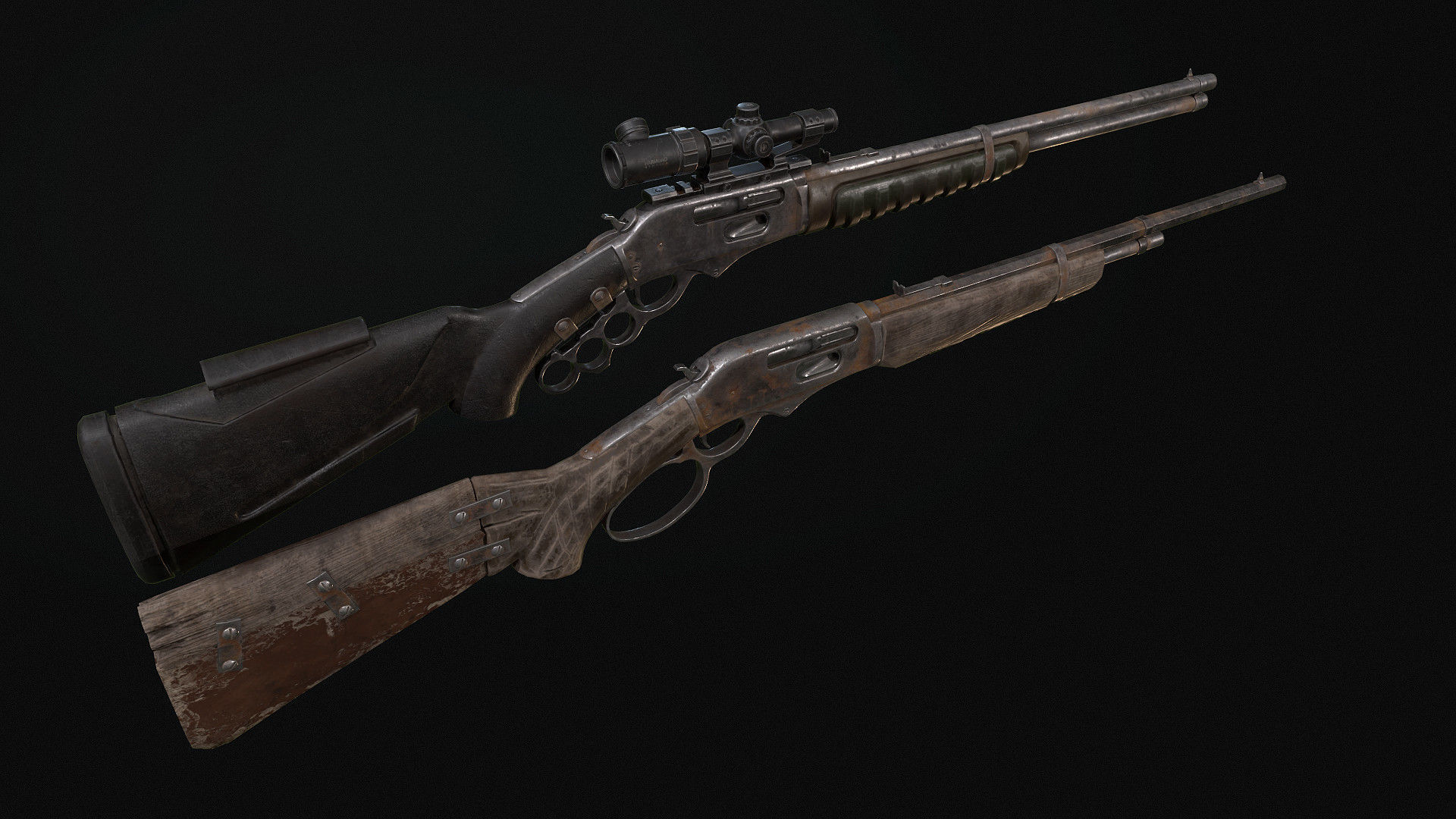 Winchester sniper rifle Low-poly 3D model_1