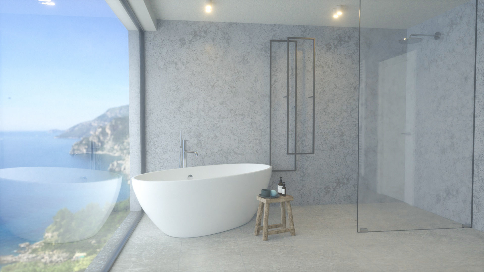 Bathroom with a view 3D model_2