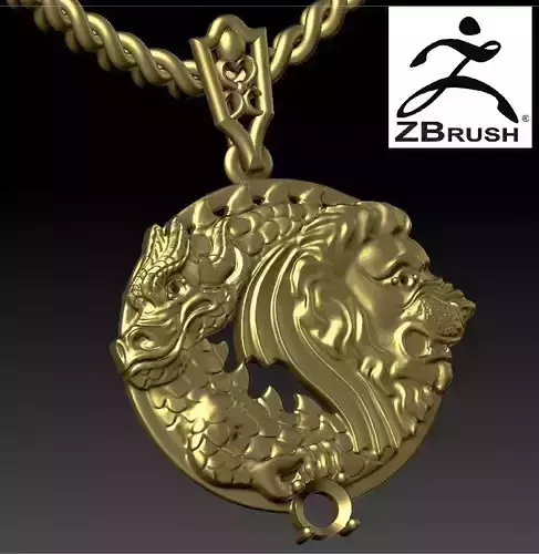  pendant lion and dragon 3D print model