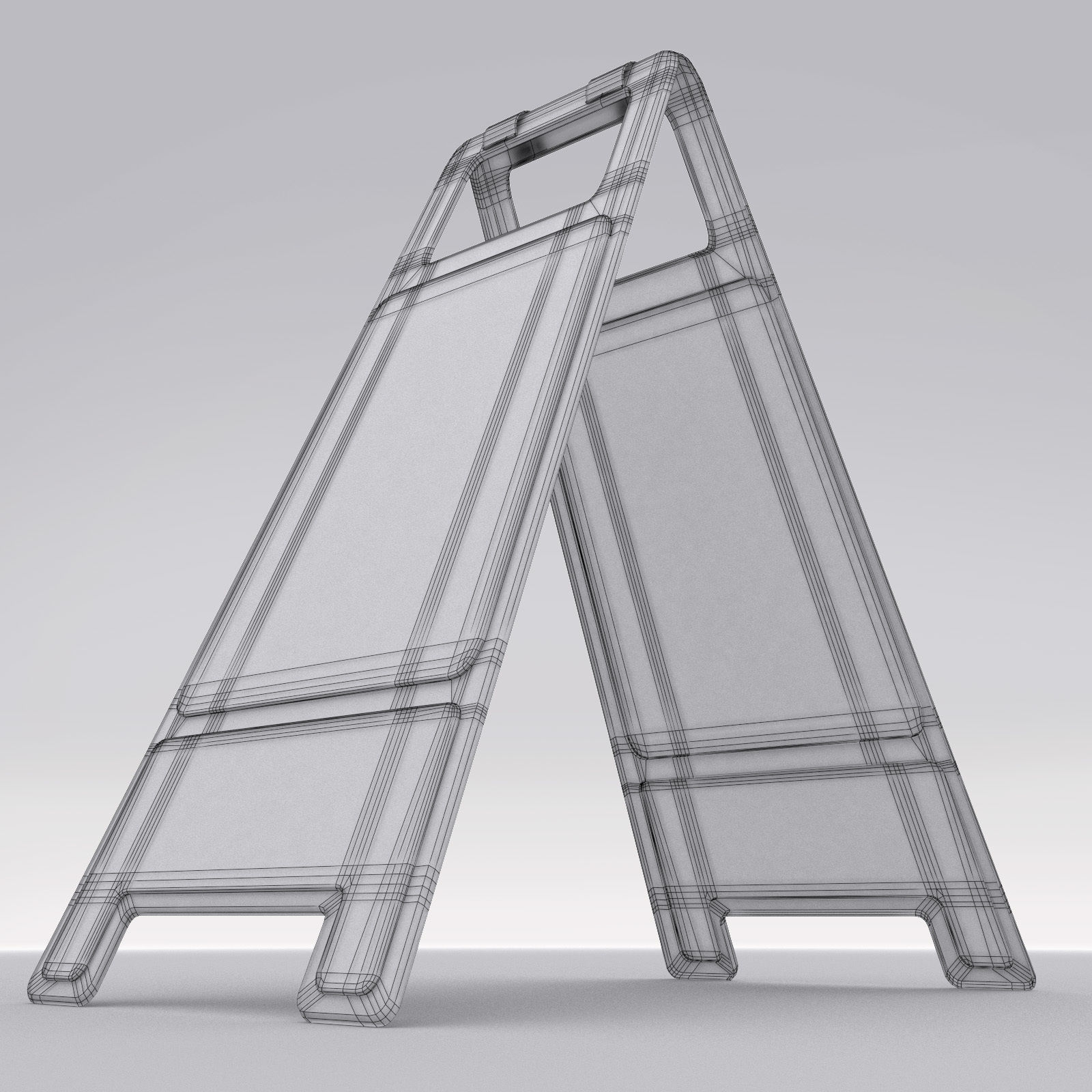 Caution Floor Sign Low-poly 3D model_5