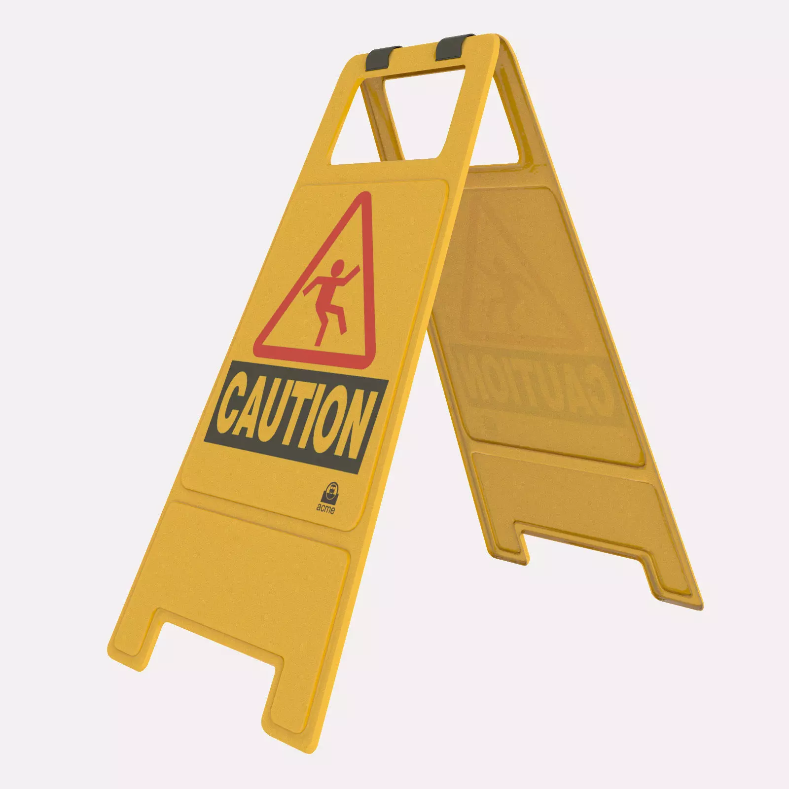 Caution Floor Sign Low-poly 3D model_0