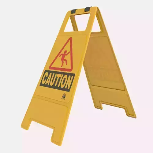 Caution Floor Sign Low-poly 3D model